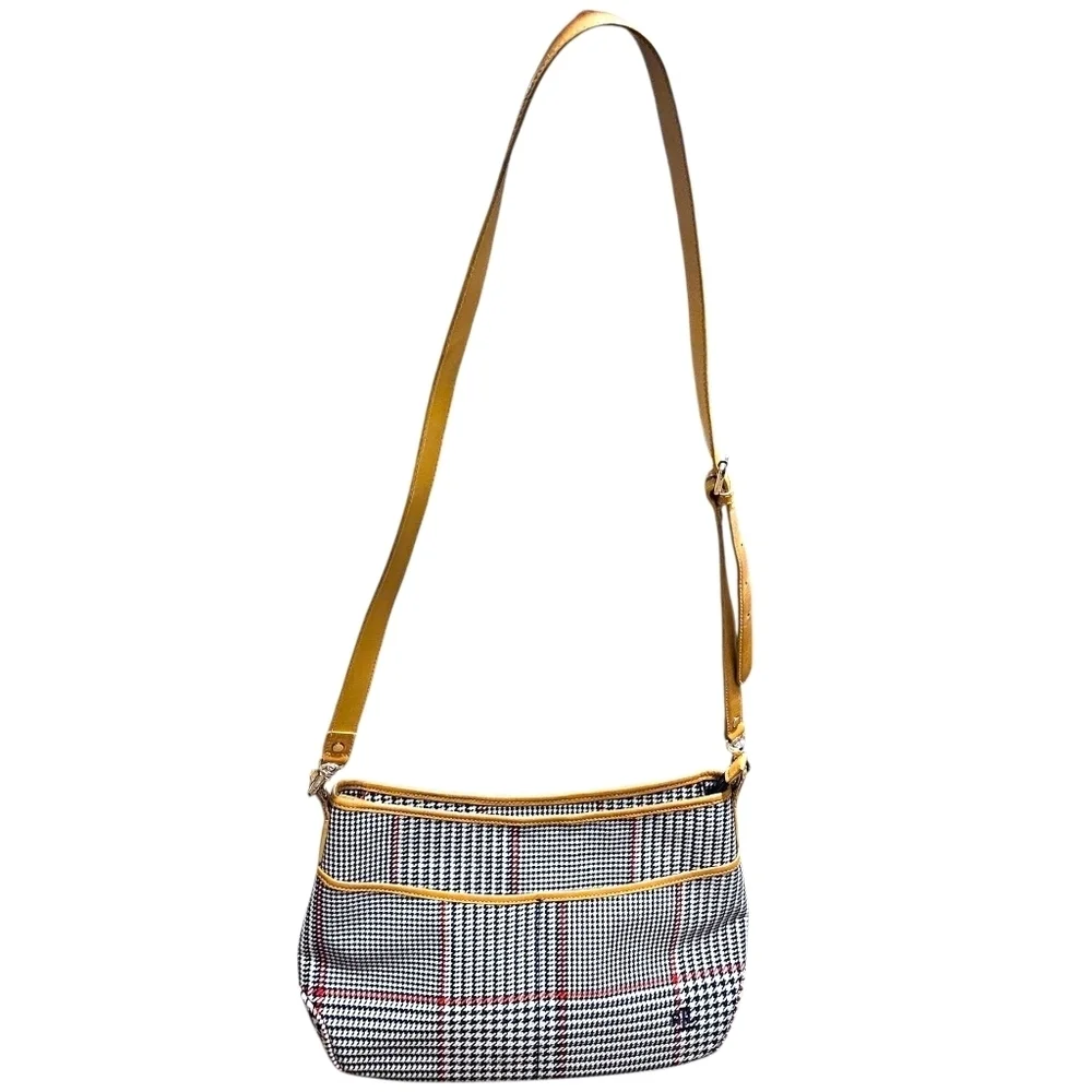Ralph Lauren Houndstooth Shoulder Bag Purse Red White Blue Americana Preppy Y2K